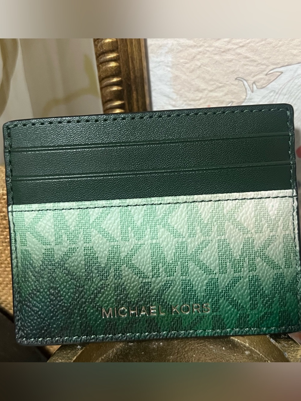 Michael Kors Dark Green to Mint Gradient Card Holder